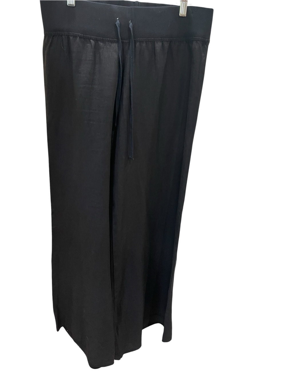 New Krisa Wide Leg Linen Pants SZ L Black NWOT - Picture 2 of 5